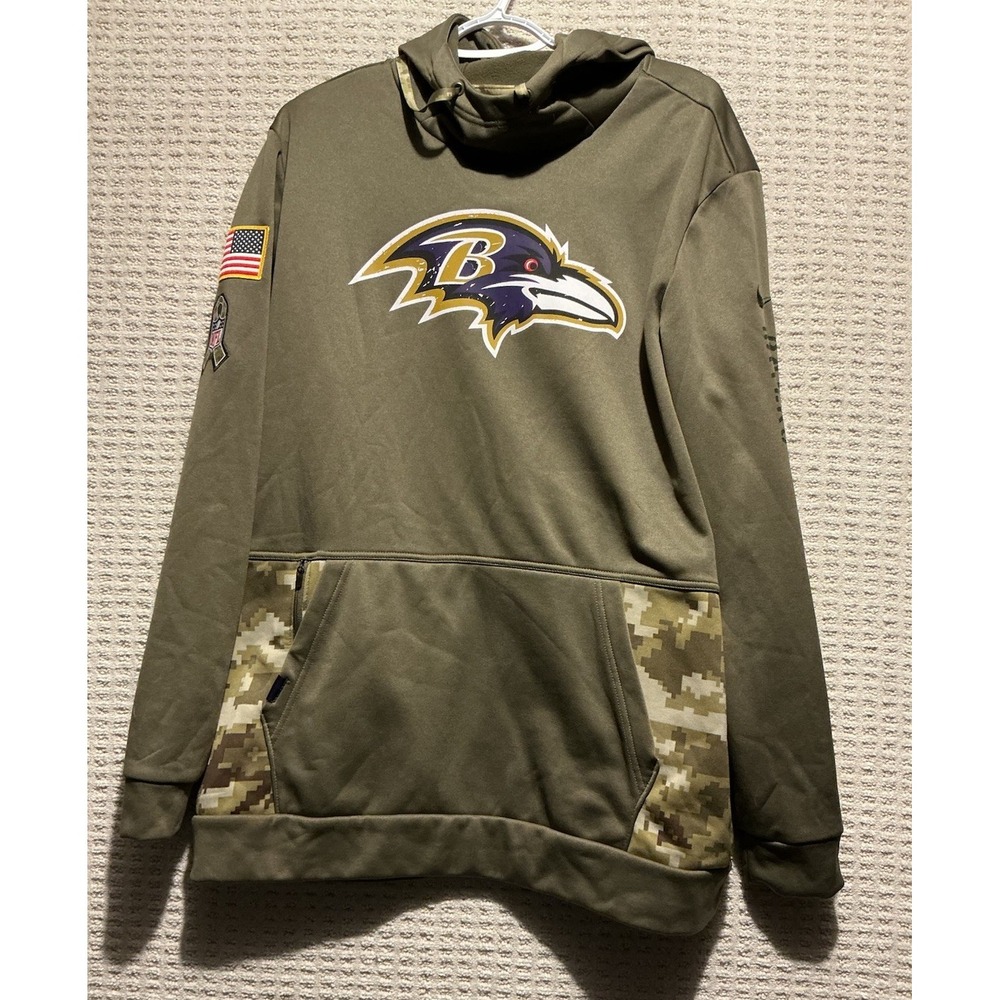 Nike Baltimore Ravens Hoodie NWOT Marine Green Salute The Troops XL Therma Fit